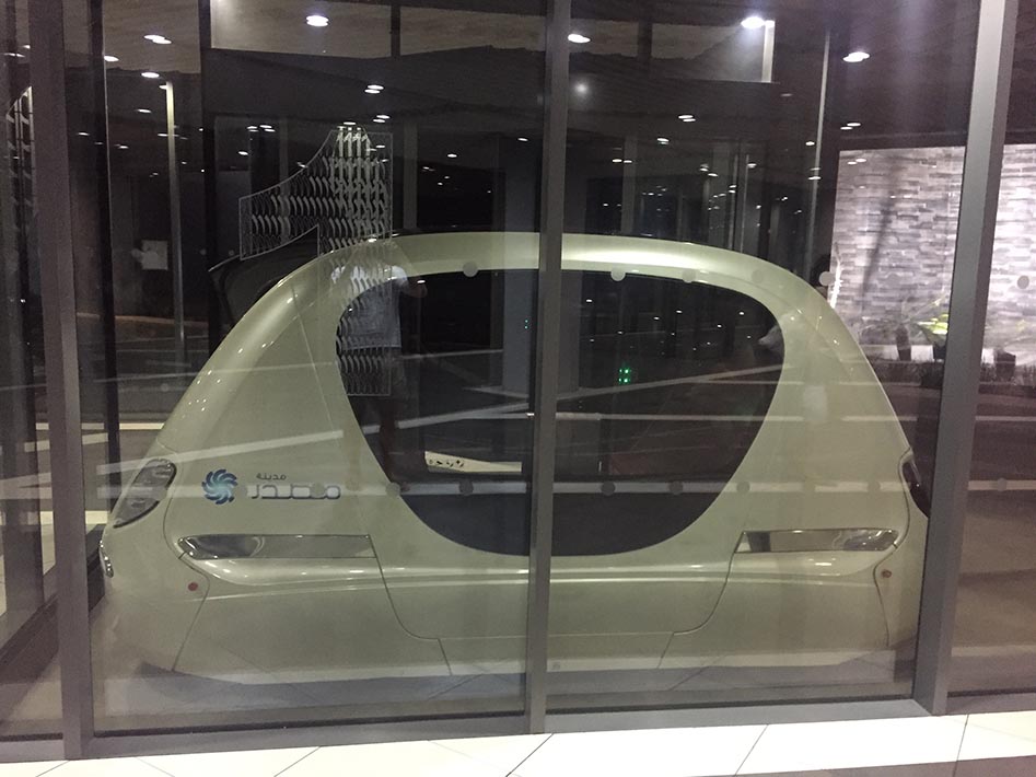 Hopping aboard a Personal Rapid Transit PRT) driverless pod in Masdar City