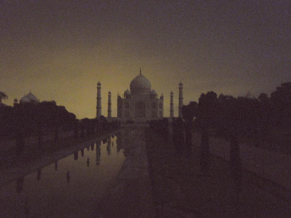 Taj Mahal By Night. Although in reality this view was only possible through a camera.