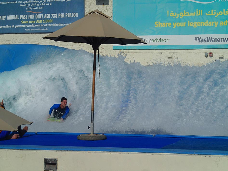 yas waterworld surfing