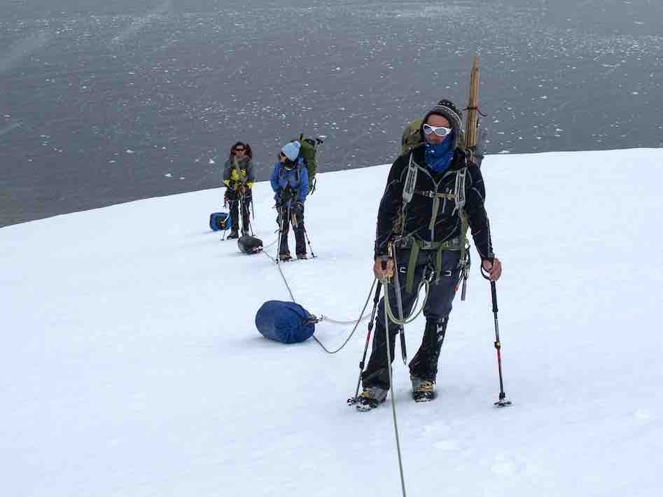 Hauling Sleds up Kershaw Peaks Antarctica