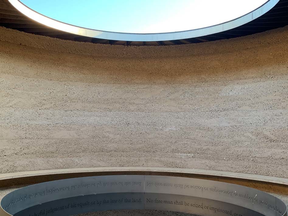 Inside the Writ on the water monument in Runnymede.